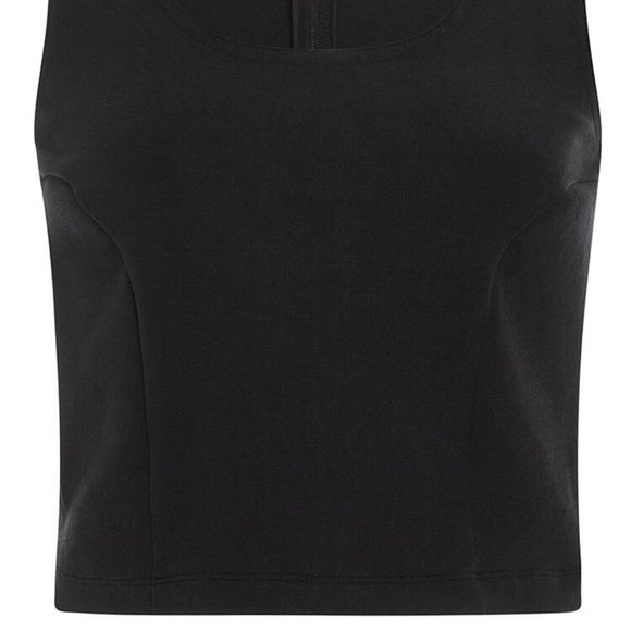 ISA ARFEN UK New Cropped Vest TOP Blouse Stretch Cotton Full Back Zip BLACK πHP - Picture 8 of 11